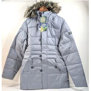Berghaus Hydrodown Brantome Women Gray Puffer Jacket Faux Fur Hood Warm Coat